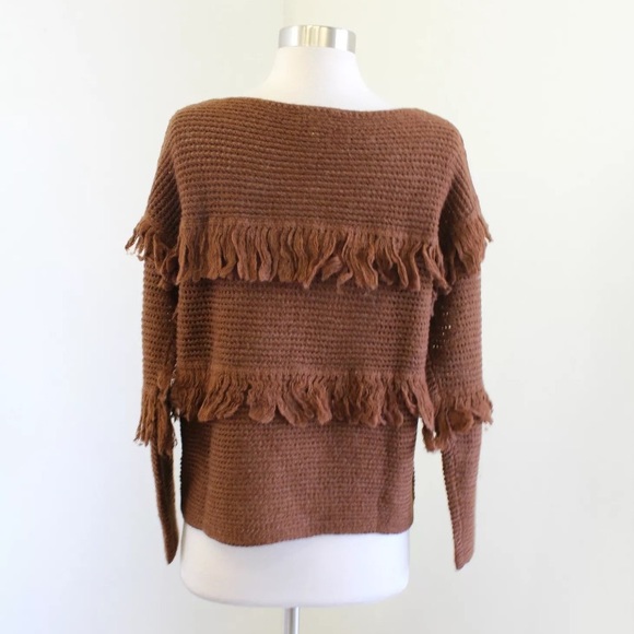Lucky Brand Brown Boxy Fringe Sweater - Picture 3 of 5